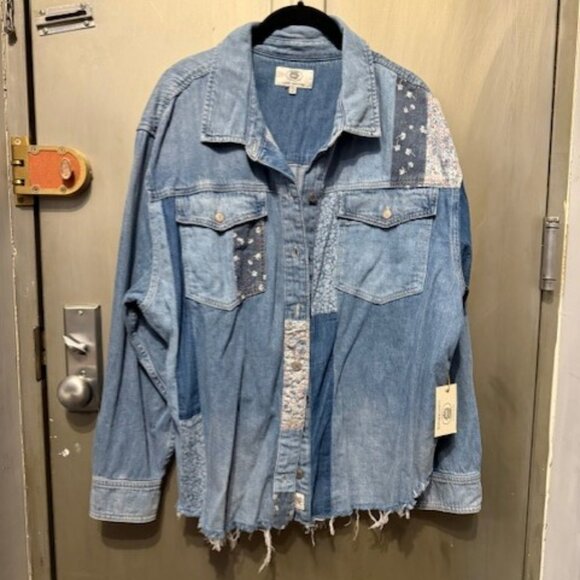 Retro Laura Ashley patchwork distressed denim shirt - RARE - Picture 5 of 16
